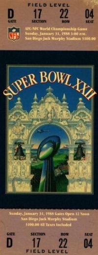 Superbowl 22 Ticket