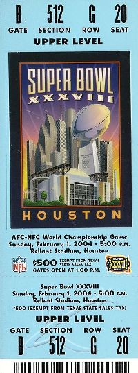 Superbowl 38 Ticket