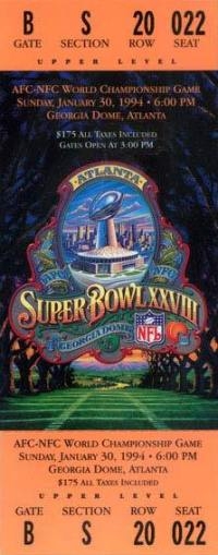 Superbowl 28 Ticket