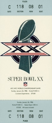 Superbowl 20 Ticket