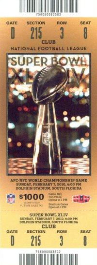 Superbowl 44 Ticket